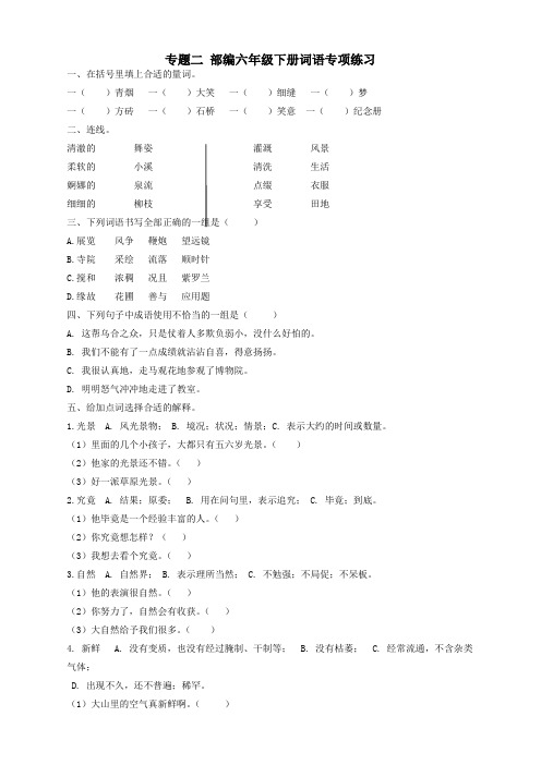 2020年-新人教统编版六年级语文下册词语专项-