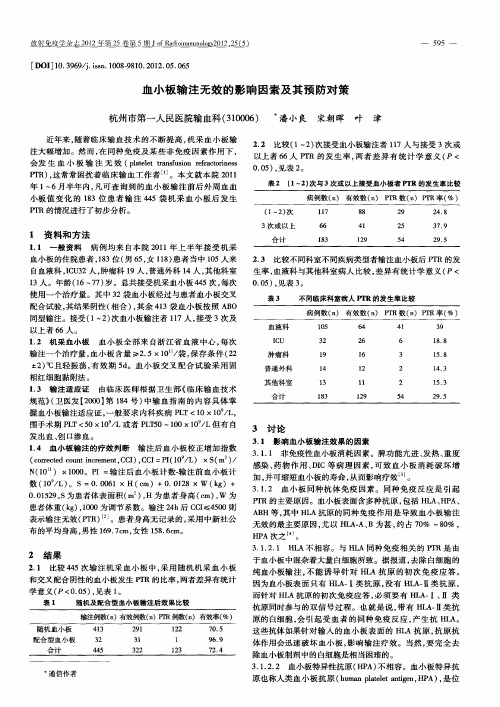 血小板输注无效的影响因素及其预防对策