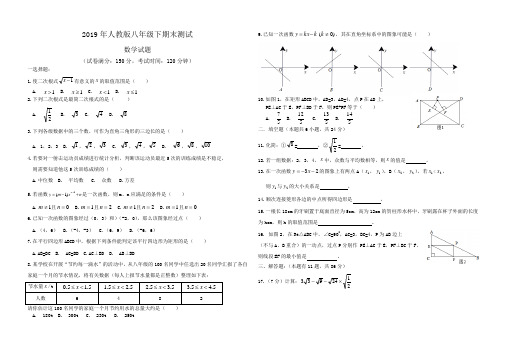 2019年人教版八年级下期末测试数学试卷