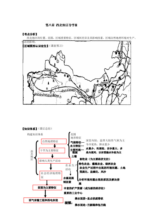 四川省富顺县第三中学高三地理复习学案第八章 西北地区