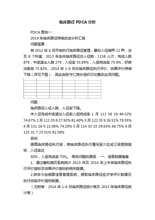 临床路径PDCA分析