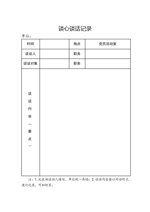 年党员各种谈心谈话记录