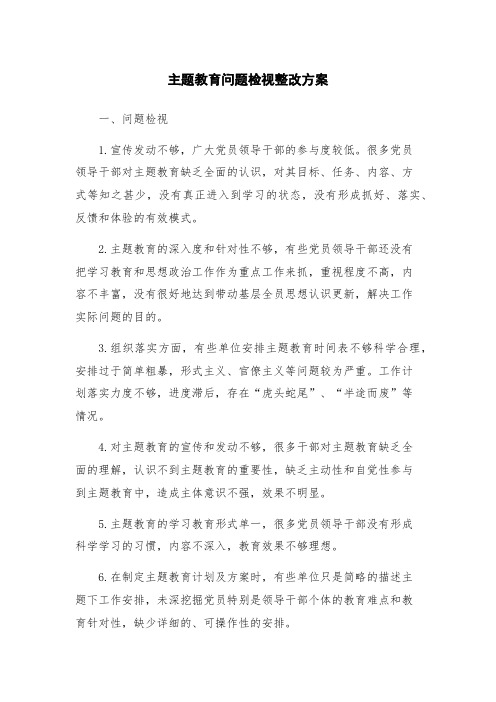 主题教育问题检视整改方案