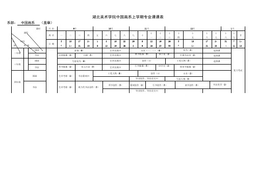 湖北美术学院中国画系上学期专业课课表