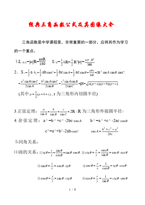 经典三角函数公式及其图像大全