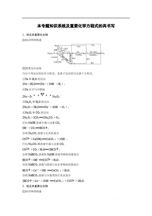 2020版高考化学苏教版大一轮复习讲义：专题3 本专题知识系统及重要化学方程式的再书写 