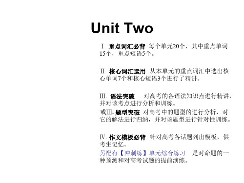 2019版高考英语(全国版)艺考生文化课冲刺课件：Unit Two(共24张PPT)