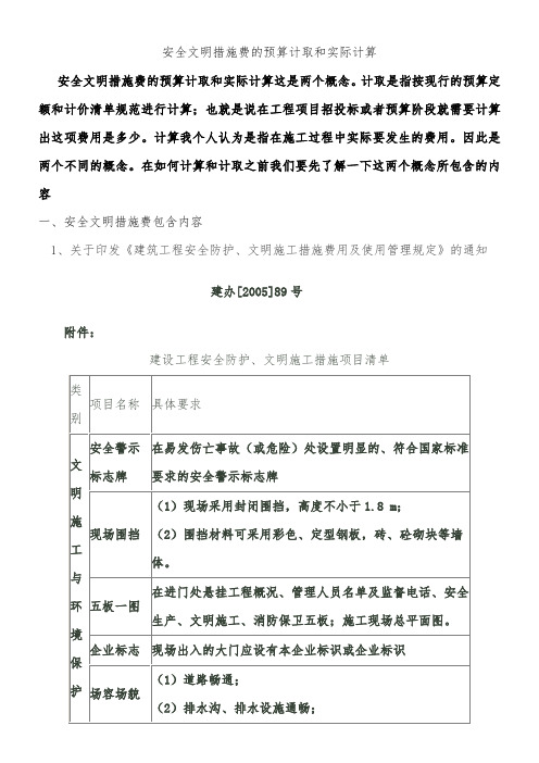 安全文明措施费的相关计取和计算