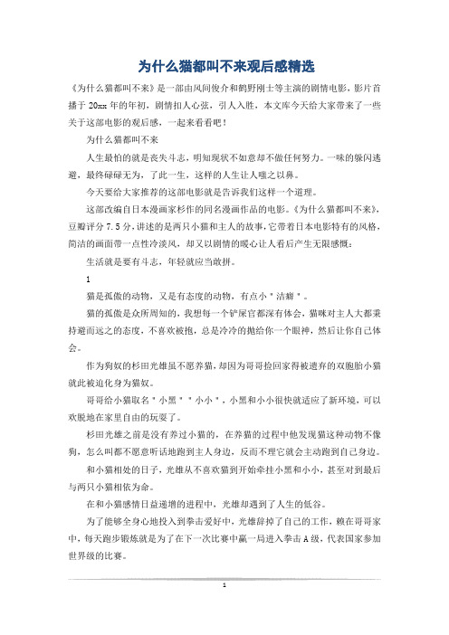 为什么猫都叫不来观后感精选