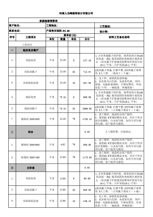 装修报价模板