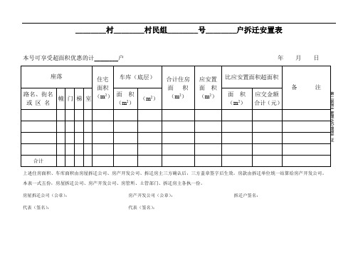 拆迁安置表