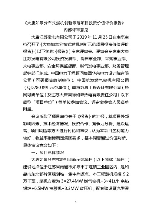 3.江苏公司项目投资价值评价报告专家评审意见