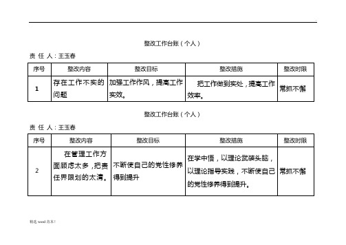 整改工作台账