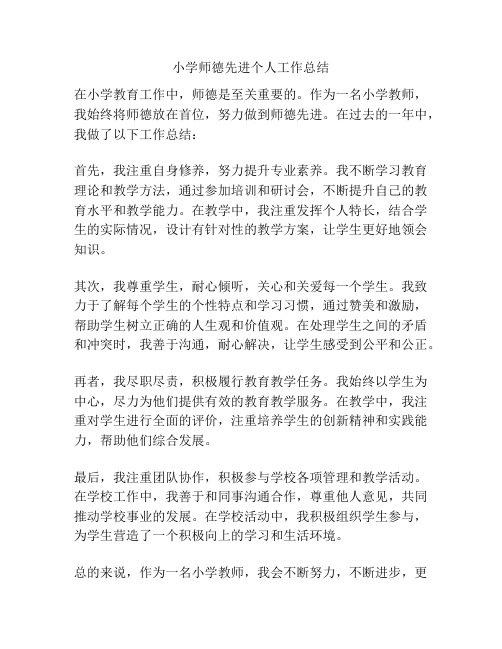 小学师德先进个人工作总结