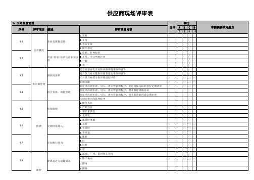 供应商现场评审表