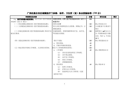 门诊、诊所、卫生室(所)校验标准