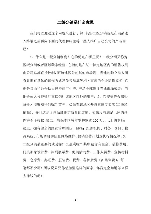 二级分销是什么意思