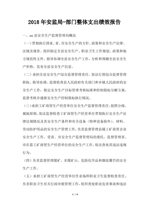 安监局部门整体支出绩效报告