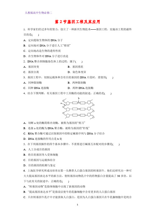 高中生物必修2课时作业6：6.2基因工程及其应用