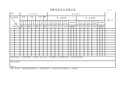 10KV配电室运行记录