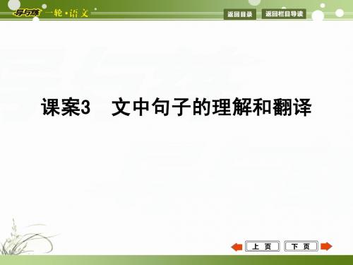 【浙江专用 导与练】2015年高考语文二轮复习课件：专题12 课案3 文中句子的理解和翻译