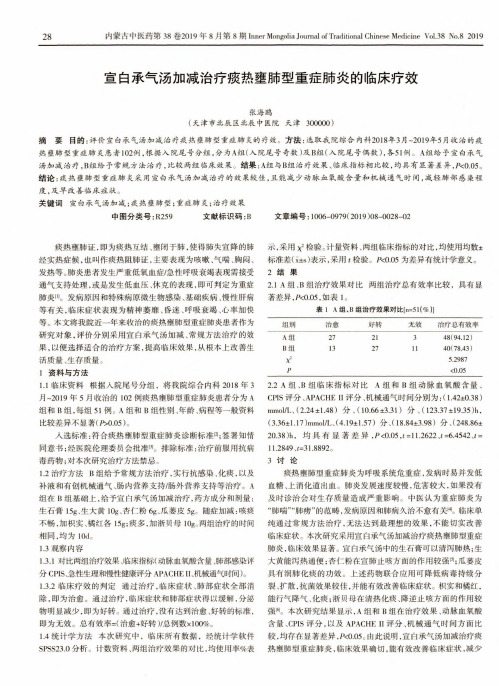 宣白承气汤加减治疗痰热壅肺型重症肺炎的临床疗效