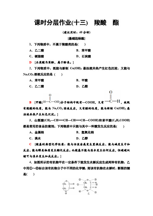 2019-2020人教版化学选修5 课时分层作业13 羧酸 酯