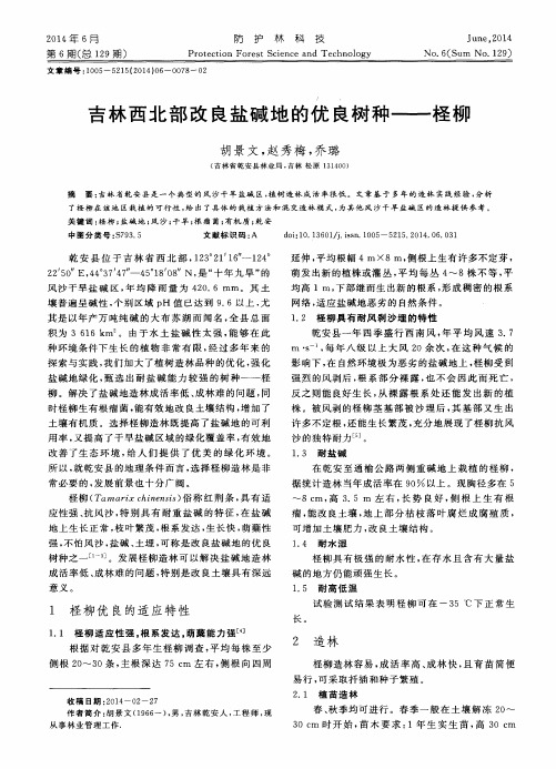 吉林西北部改良盐碱地的优良树种——柽柳