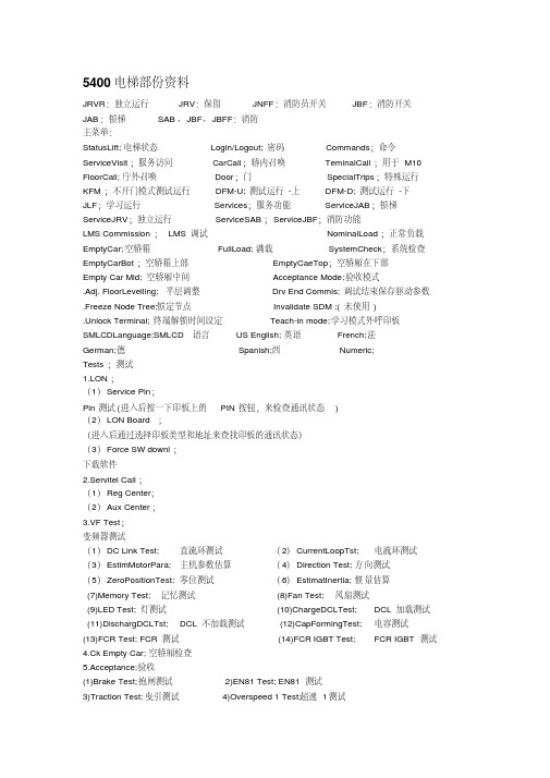 迅达5400部分调试资料说明精品资料