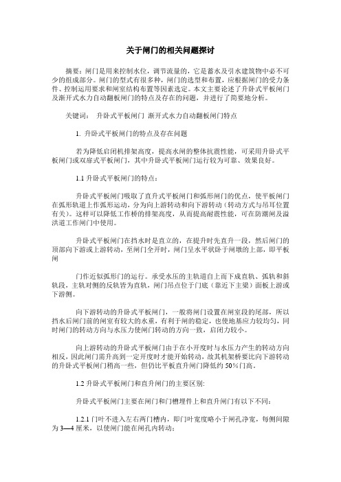 关于闸门的相关问题探讨