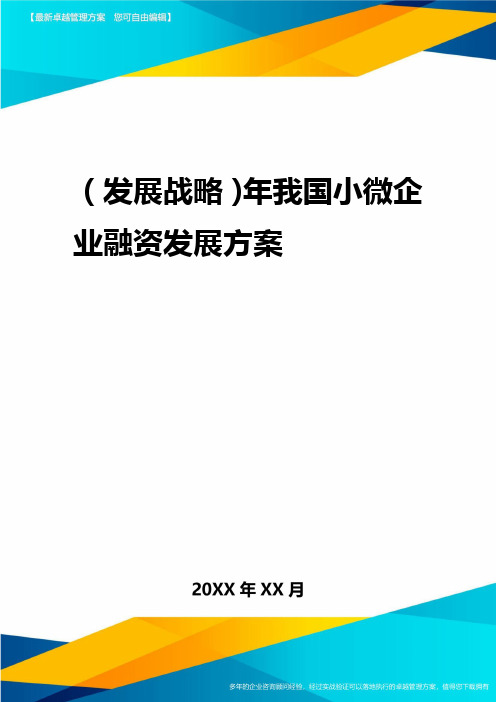 2020年(发展战略)年我国小微企业融资发展报告