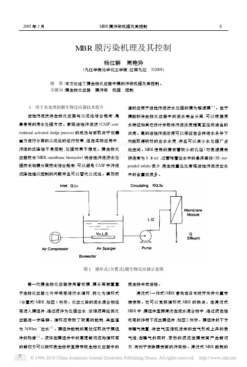 MBR膜污染机理及其控制