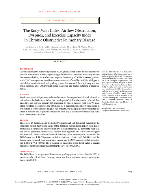 The Body-Mass Index, Airflow Obstruction, Dyspnea, and Exercise Capacity Index in COPD