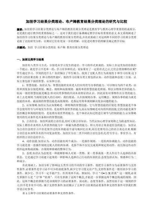 加涅学习结果分类理论