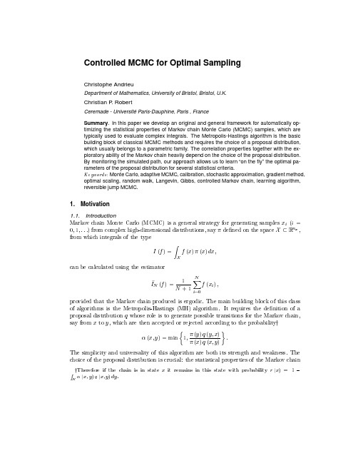 Controlled MCMC for Optimal Sampling