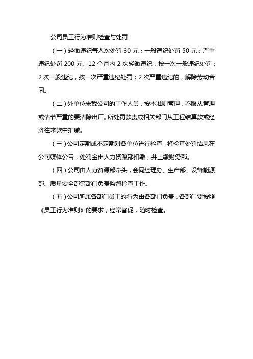 公司员工行为准则检查与处罚