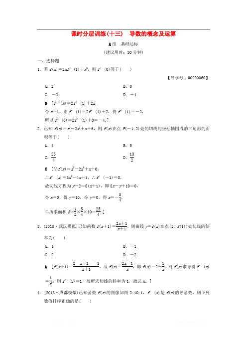 2019年高考数学一轮复习学案+训练+课件(北师大版文科)： 课时分层训练13 导数的概念及运算 文 北师大版