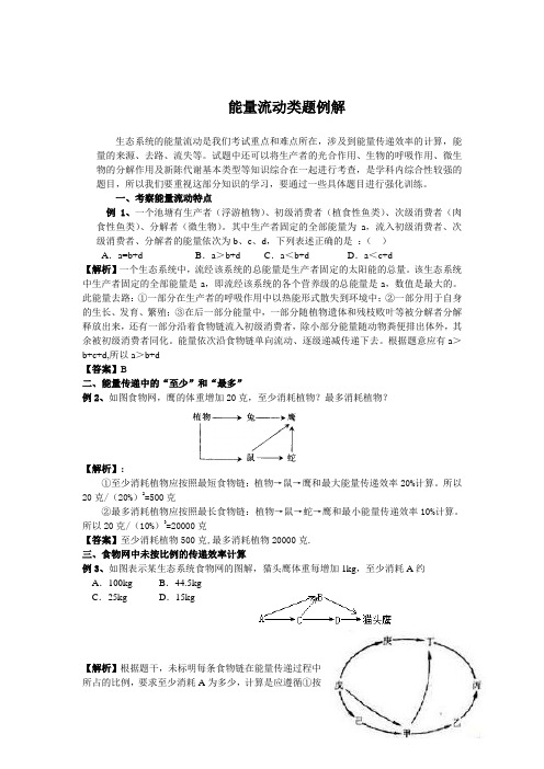 能量流动类题例解