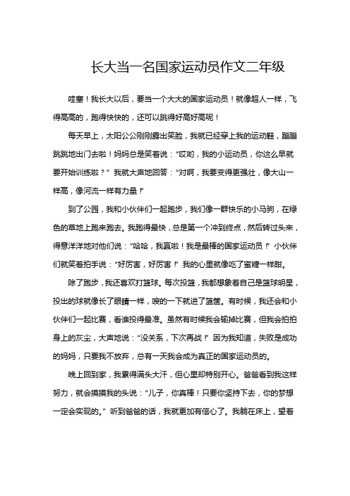 长大当一名国家运动员作文二年级