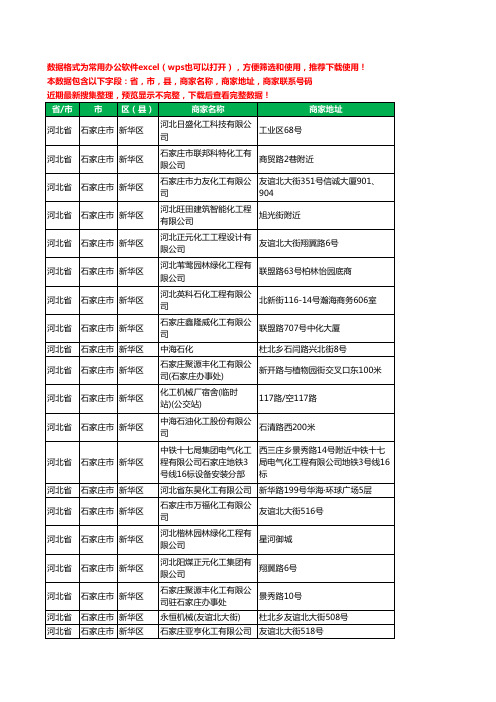 2020新版河北省石家庄市新华区化工有限公司工商企业公司商家名录名单黄页联系电话号码地址大全26家