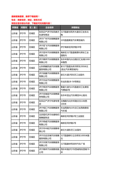 新版山东省济宁市任城区4S店企业公司商家户名录单联系方式地址大全49家