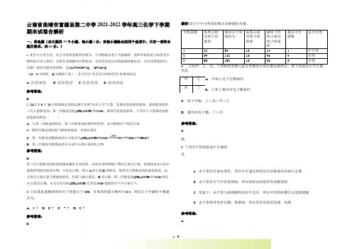 云南省曲靖市富源县第二中学2022高三化学下学期期末试卷含解析