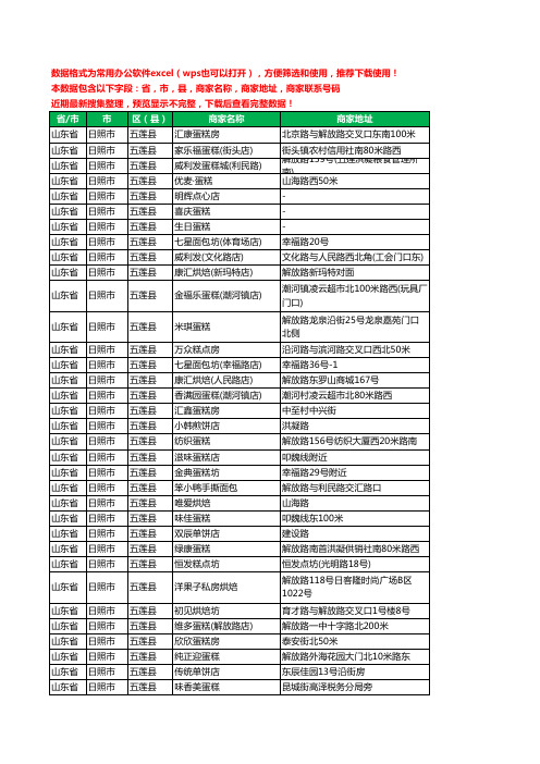 2020新版山东省日照市五莲县蛋糕房工商企业公司商家名录名单联系电话号码地址大全78家