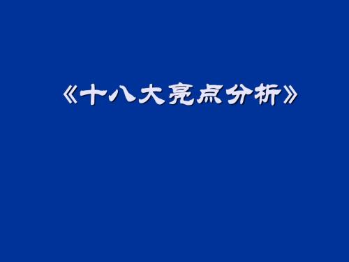 十八大报告亮点分析