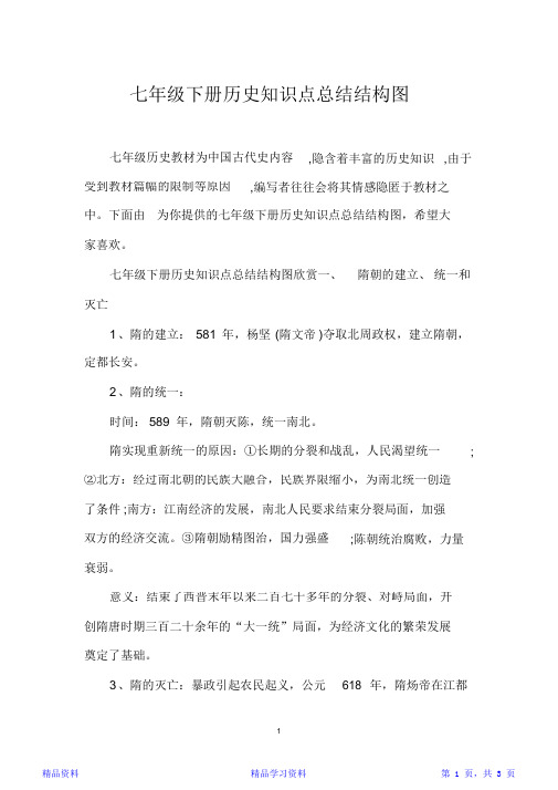 最完整七年级下册历史知识点总结结构图(精华版)