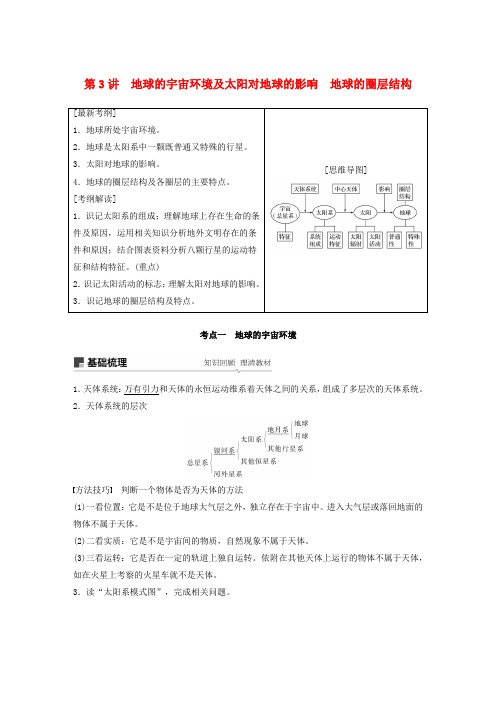 2020版高考地理大一轮复习 第二章 第3讲 地球的宇宙环境及太阳对地球的影响 地球的圈层结构学