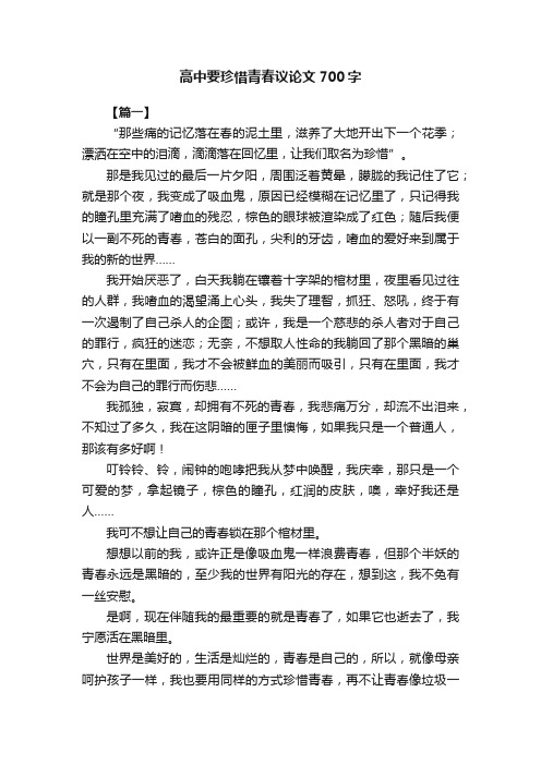 高中要珍惜青春议论文700字