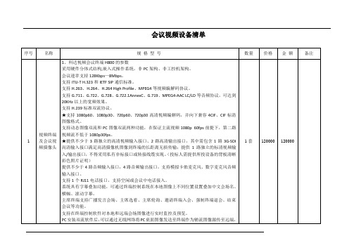 会议视频设备清单