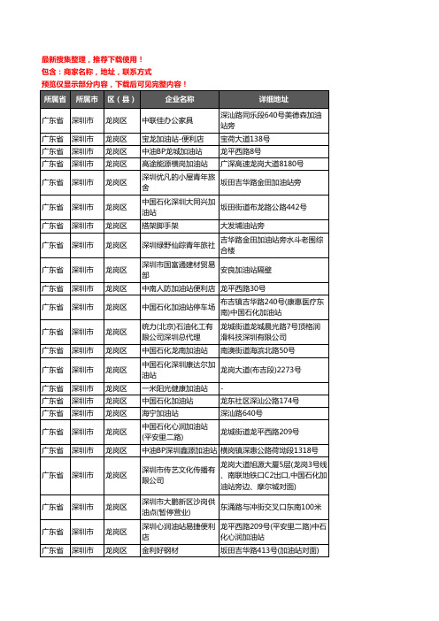 新版广东省深圳市龙岗区加油站服务企业公司商家户名录单联系方式地址大全137家