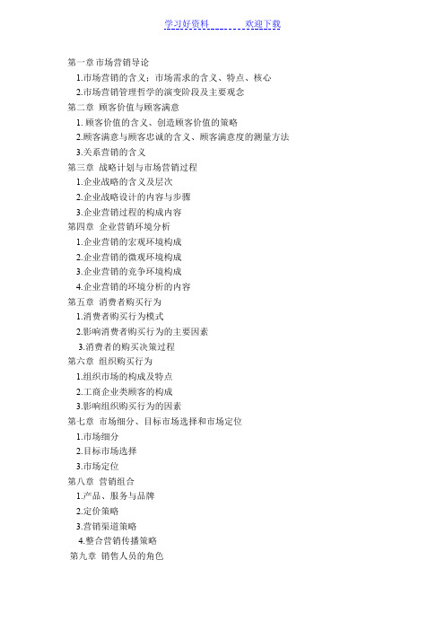 市场营销助理复习重点